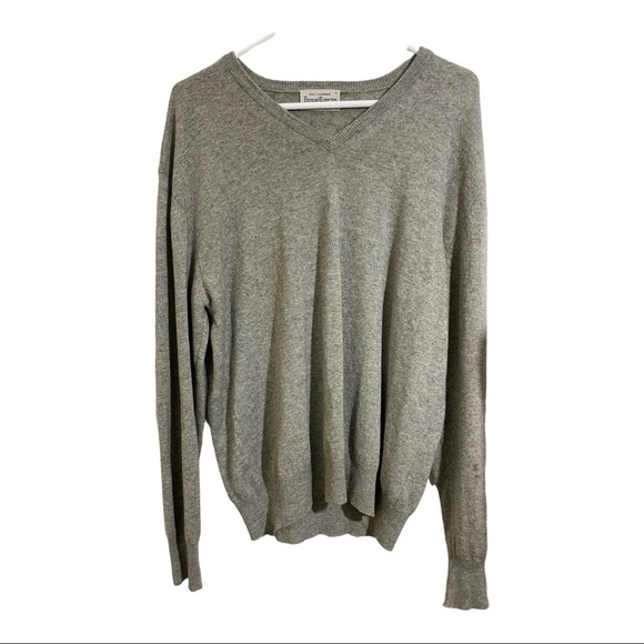 Duncan cameron of hawick cashmere Mens elbow patch vneck sweater grey medium - Picture 8 of 10